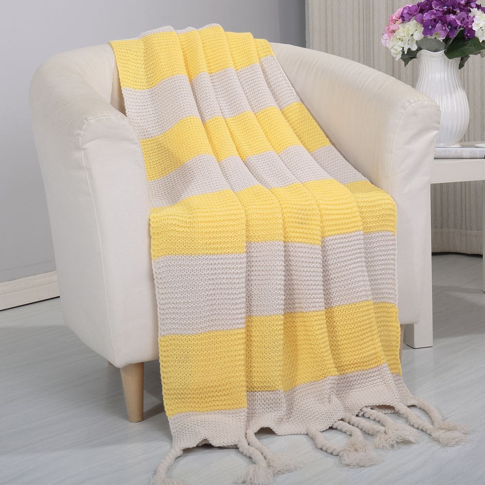 Vintage Knitted Striped 50x60 Throw Blanket eBay