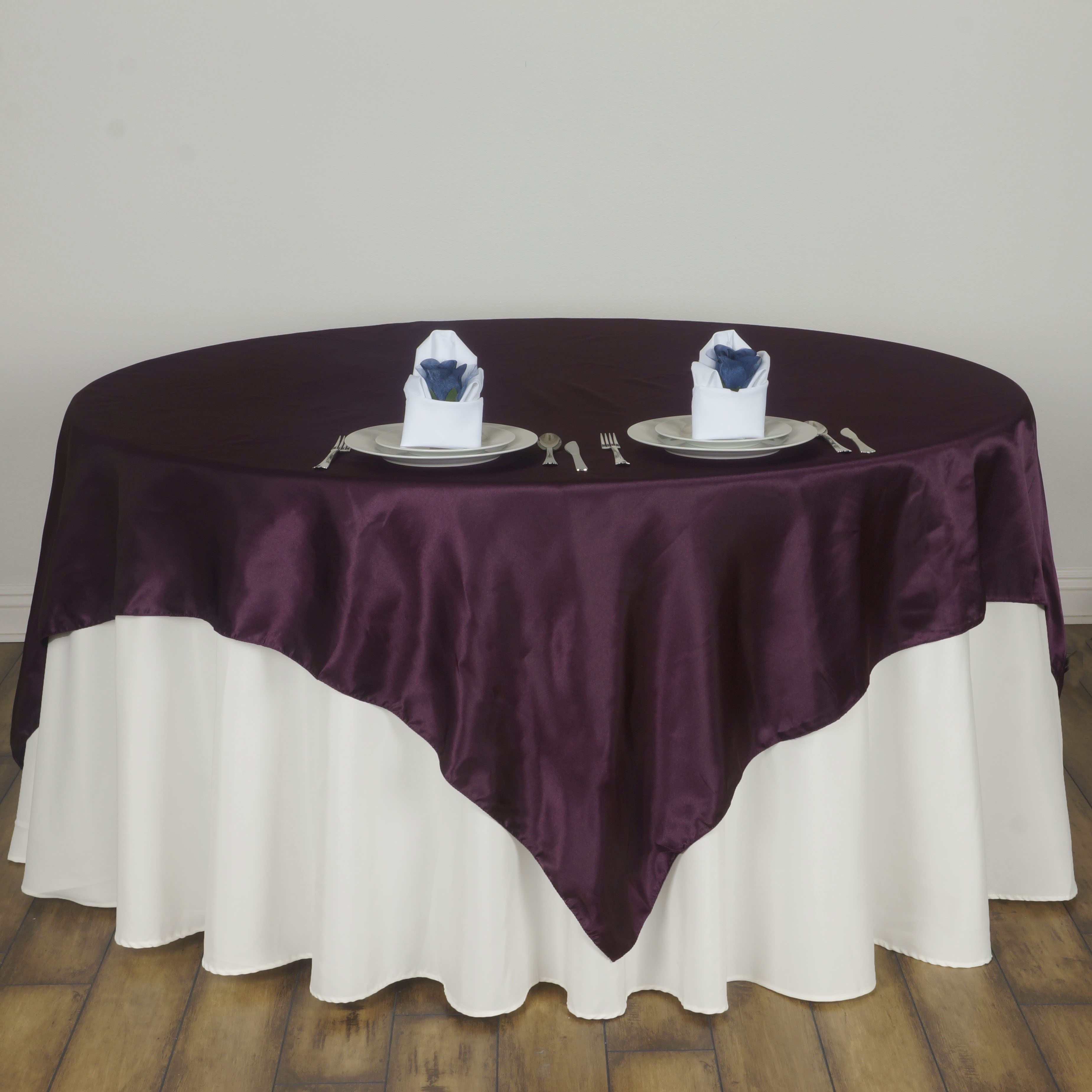 15 pcs 72x72" Square SATIN Table Overlays Wedding Linens for Reception