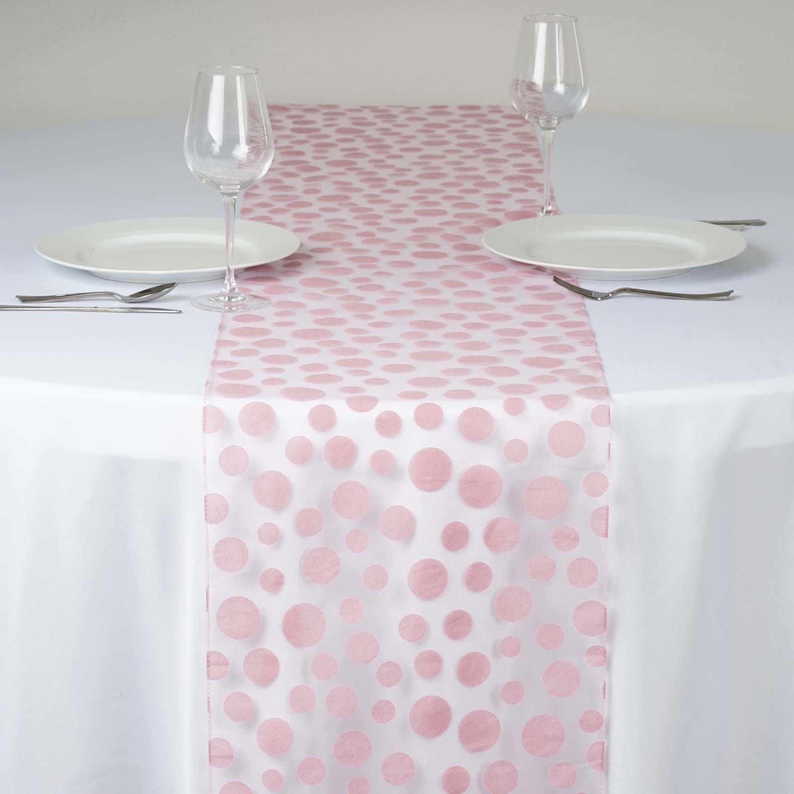 1 pc 14x108" Sheer Organza TABLE RUNNER with Velvet Dots Wedding Party