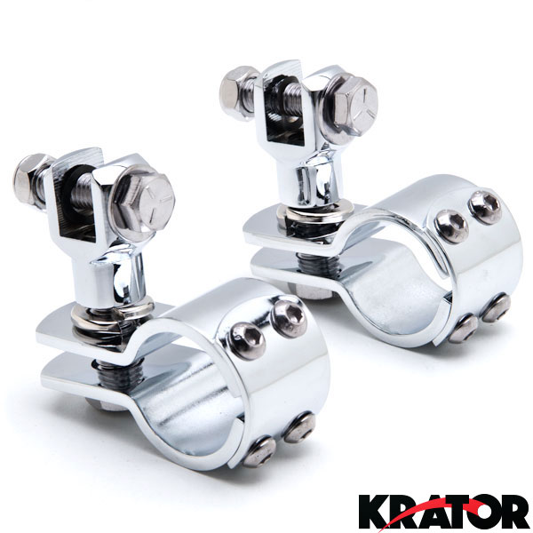 Pair Chrome Foot Peg Mounts For Harley 1 1/4" Engine Guard Highway Pegs