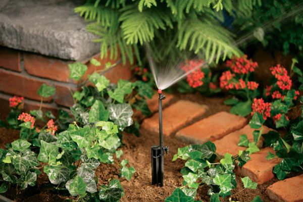 Orbit 5-Pack Drip Irrigation Sprinkler Stakes - 12" Stakes With Full, Half, Quarter & Nozzle Caps, Adjustable Spray