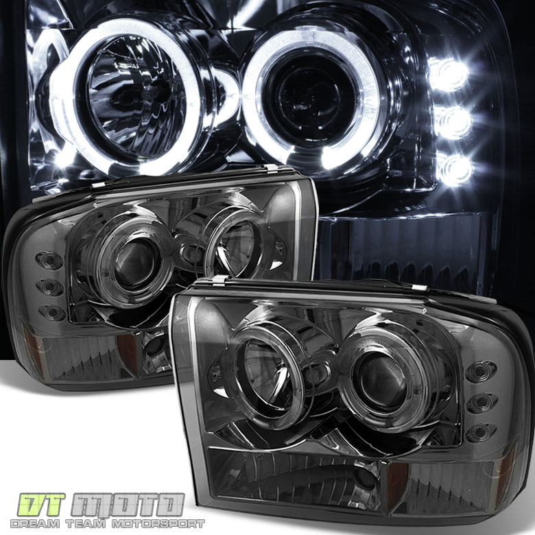Smoked 9904 F250 F350 SuperDuty Excursion Projector LED Headlights