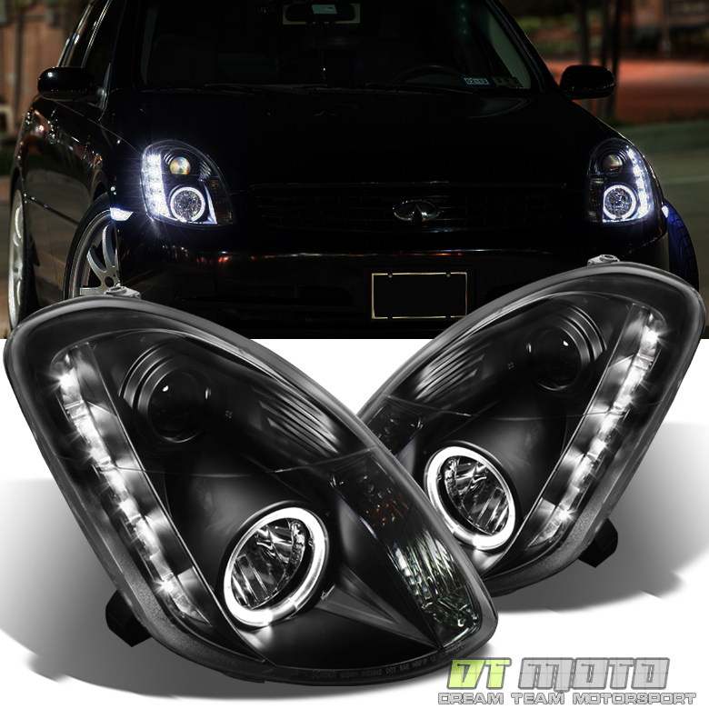 thumbnail image 2 of DTMOTO Black Projector Headlights W/ LED DRL Halo For Mini Cooper (2002-2006) – Osram Bulbs Included 2 of 5
