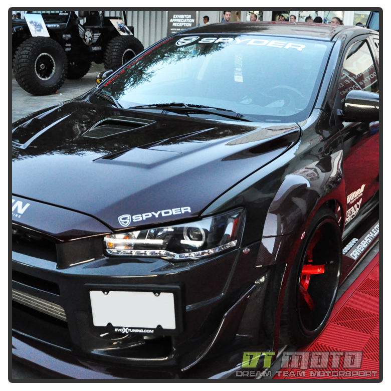 Black 2008 2016 Lancer EVO x Halo Projector Headlights w Daytime DRL