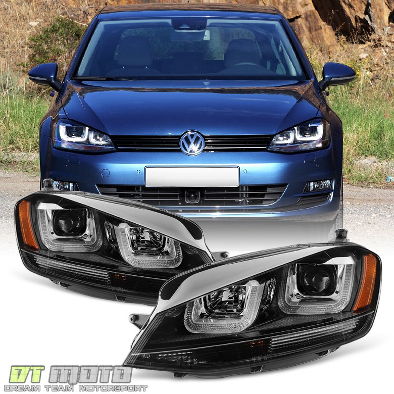 [L+R] Blk 20152017 Volkswagen VW Golf/GTI MK7 LED DRL Tube Projector Headlights eBay
