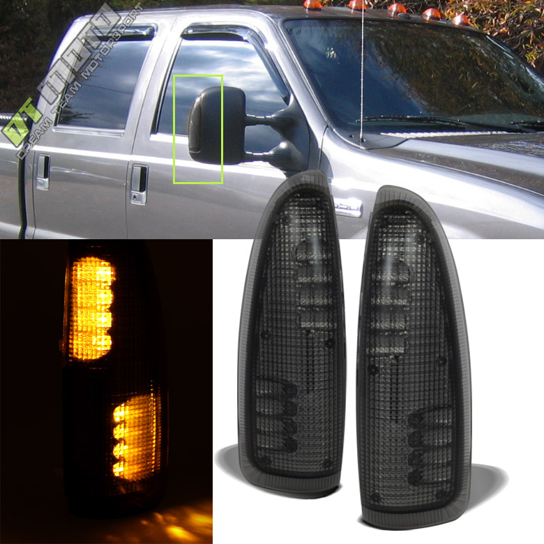 White LED Side Mirror Lights For Ford F250 F350 F450 F550 Super Duty 2003 2007 Smoke Lens 1265115