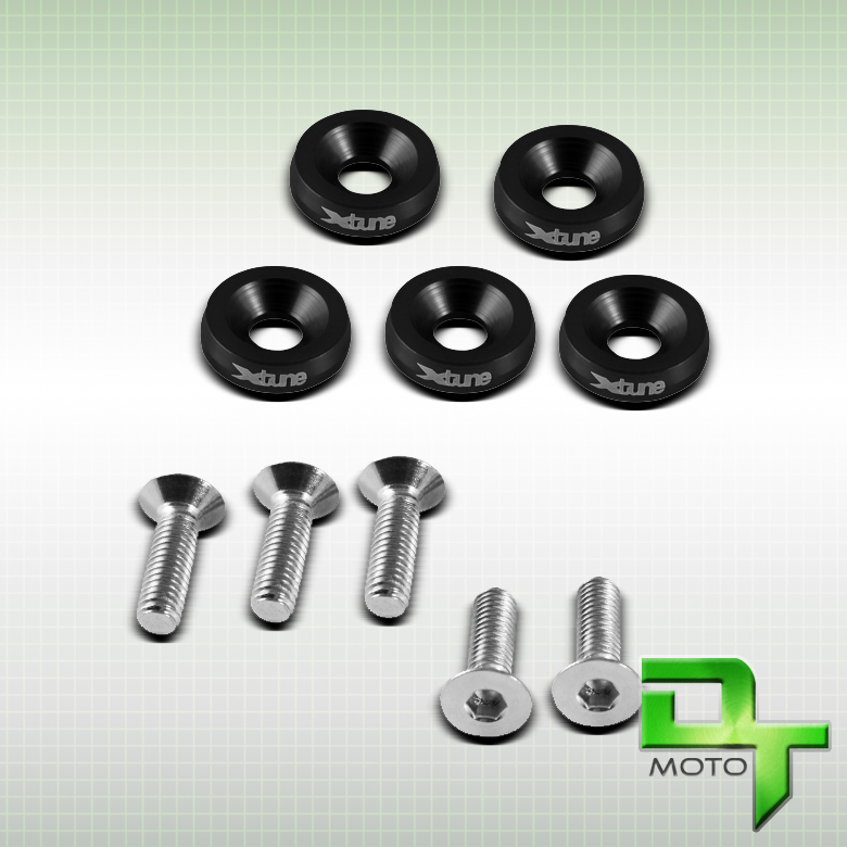 Black Billet Aluminum Concave Bolt Bumper Washers 7075T6 5 Pieces