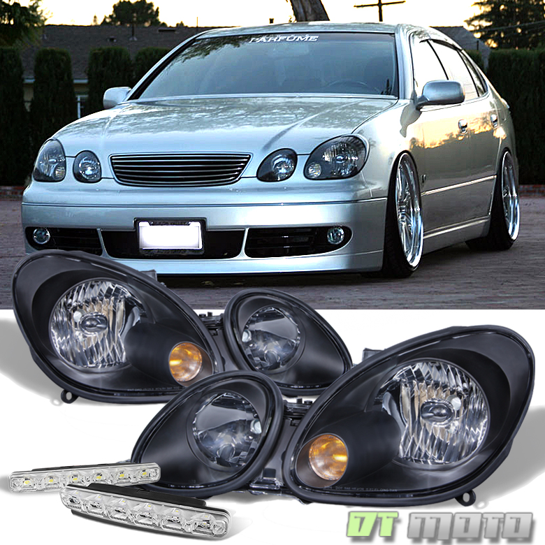 Black For 9805 Lexus GS300 GS400 GS430 Headlights Headlamps+Smd Bumper