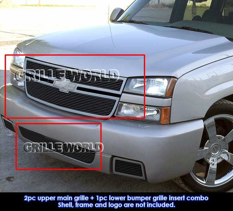 For 2006 Chevy Silverado 1500 SS Black Billet Grille Grill Combo Insert