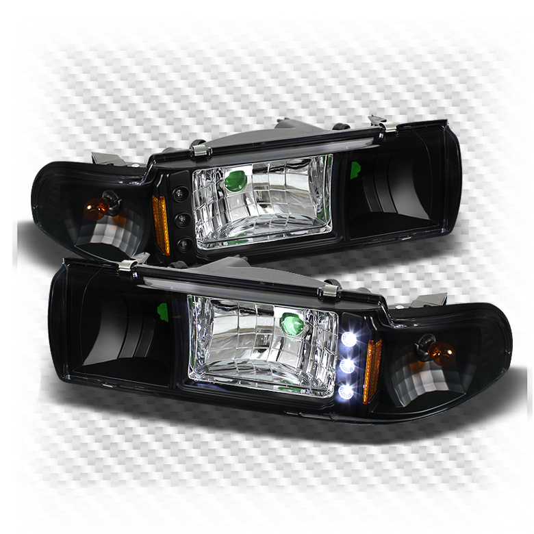 For 9196 Chevy Caprice Impala LED 2in1 Blk Headlights+Corners Head