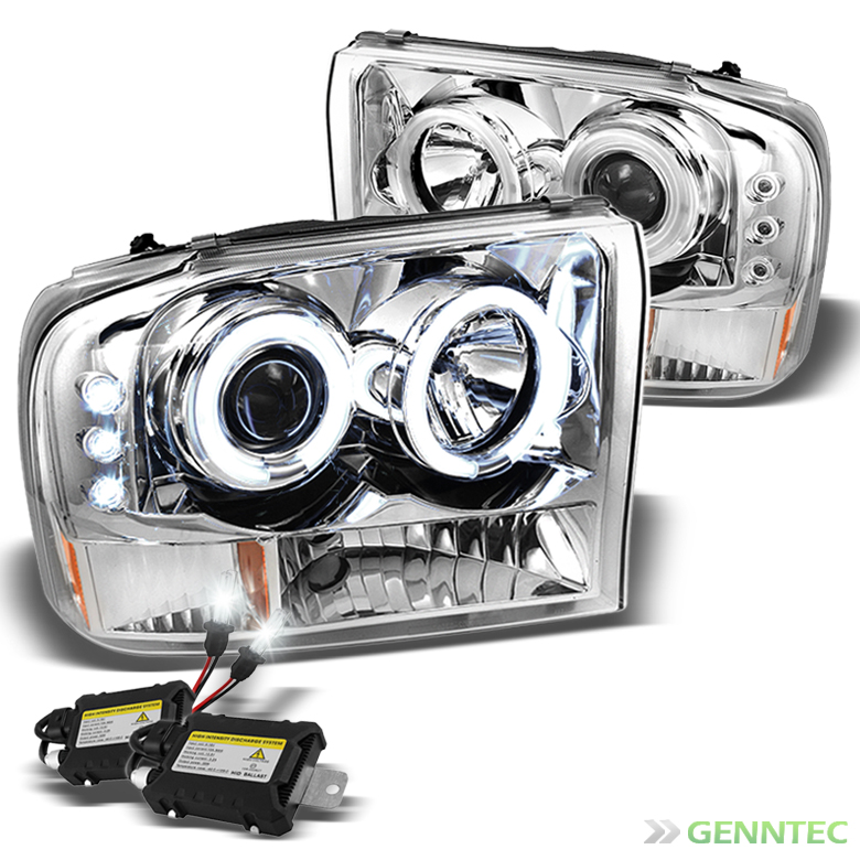 For 99-04 F250/350/450/550 Halo LED Projector Headlights ... 1993 ford f 450 headlight wiring 
