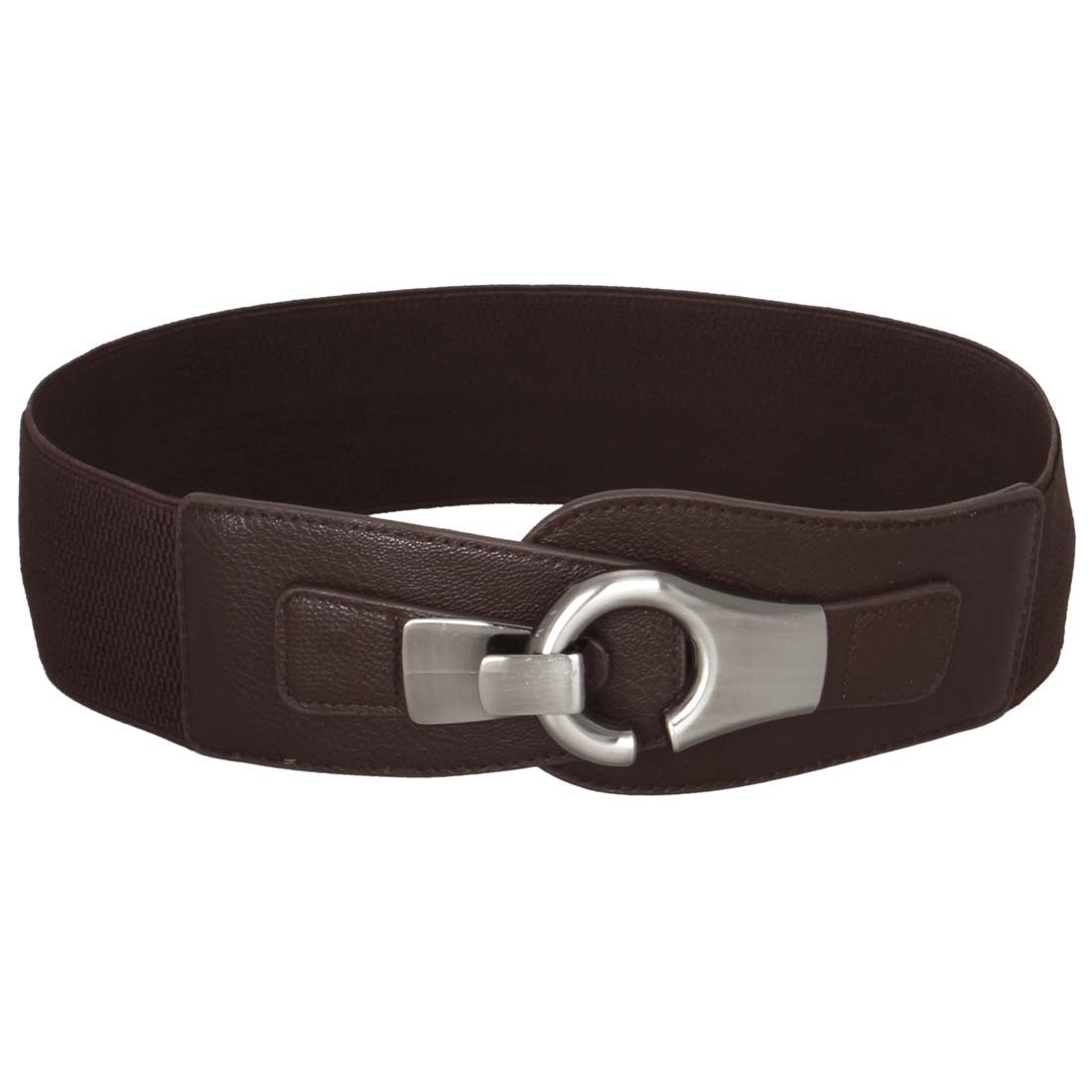 BMC Wide High Waist Silver Metal Hook Eyelet Locking Buckle Elastic