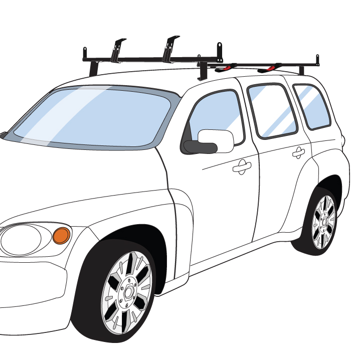 Black Chevy HHR 2 bar J2000 series ladder roof rack with 60" bars w