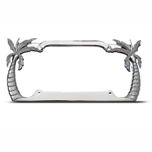 PALM TREE CHROME TROPICAL BEACH LICENSE PLATE FRAME TAG HOLDER eBay