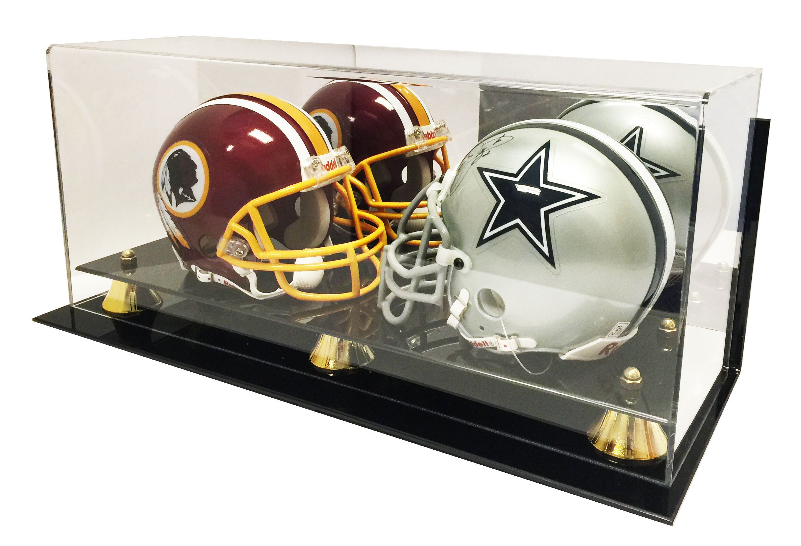 New Deluxe Acrylic Wall Mount Double Mini Football Helmet Display Case