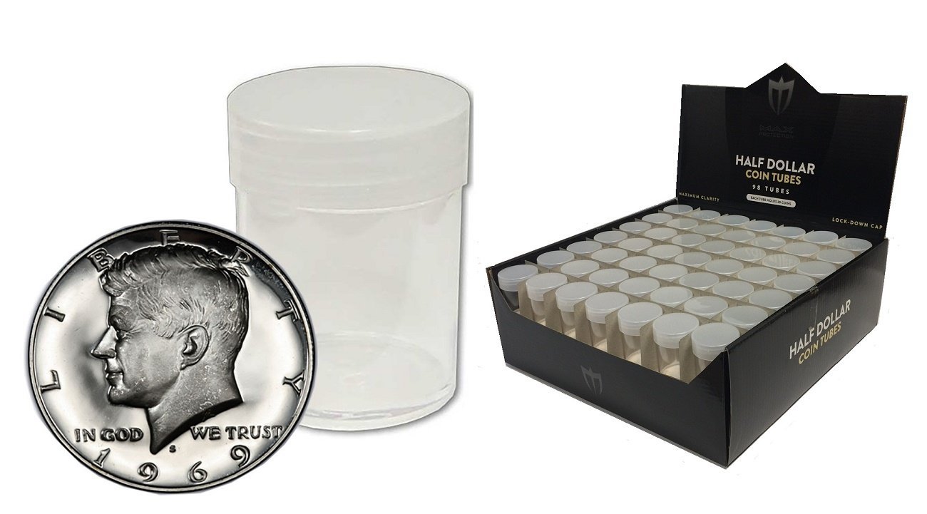 (10) BCW Brand (Half Dollar) Round Clear Plastic Coin Holder Storage