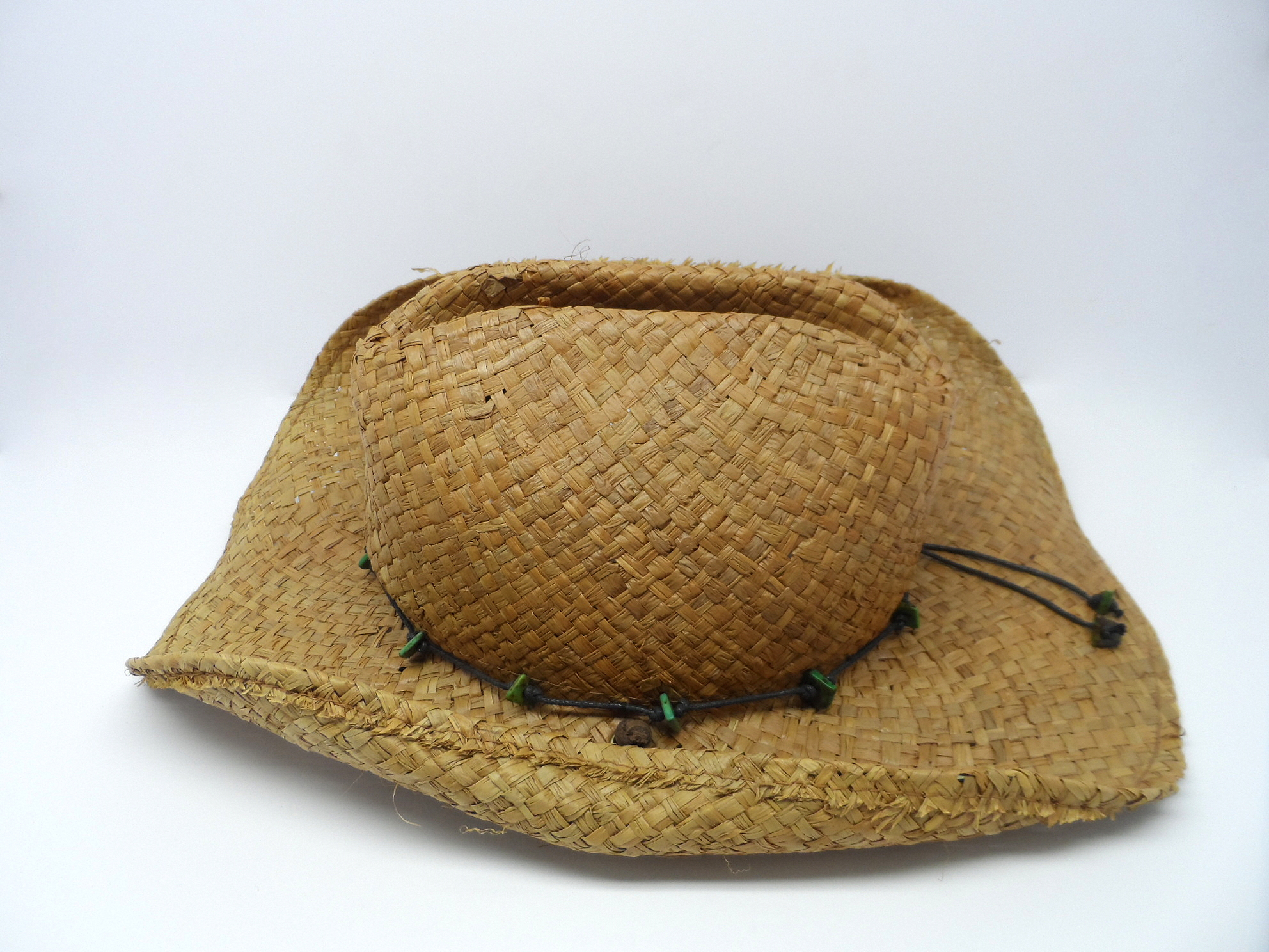 Scala Women's Bisbee Green Straw Cowboy Hat Tea Stained One Size Fits