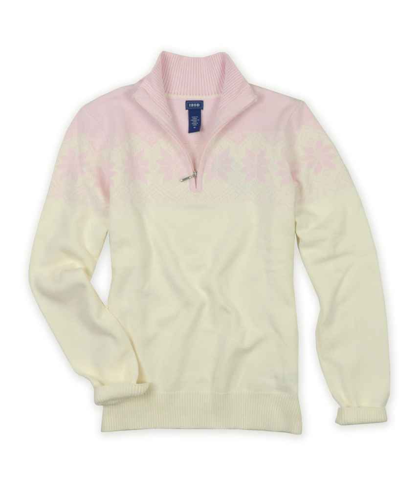 IZOD Womens Snowflake Pattern Quarter Zip Knit Sweater 691 XS eBay