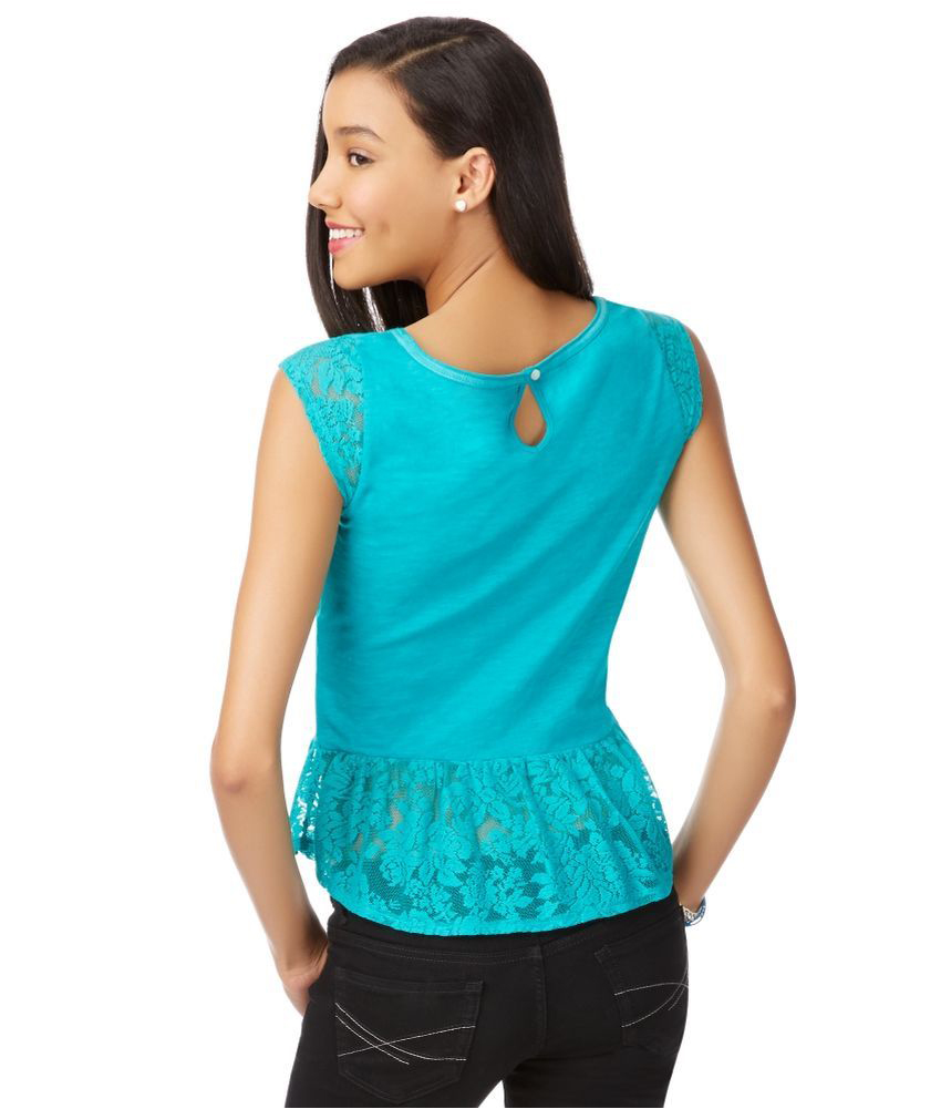 Aeropostale Womens Lace Peplum Knit Blouse | eBay