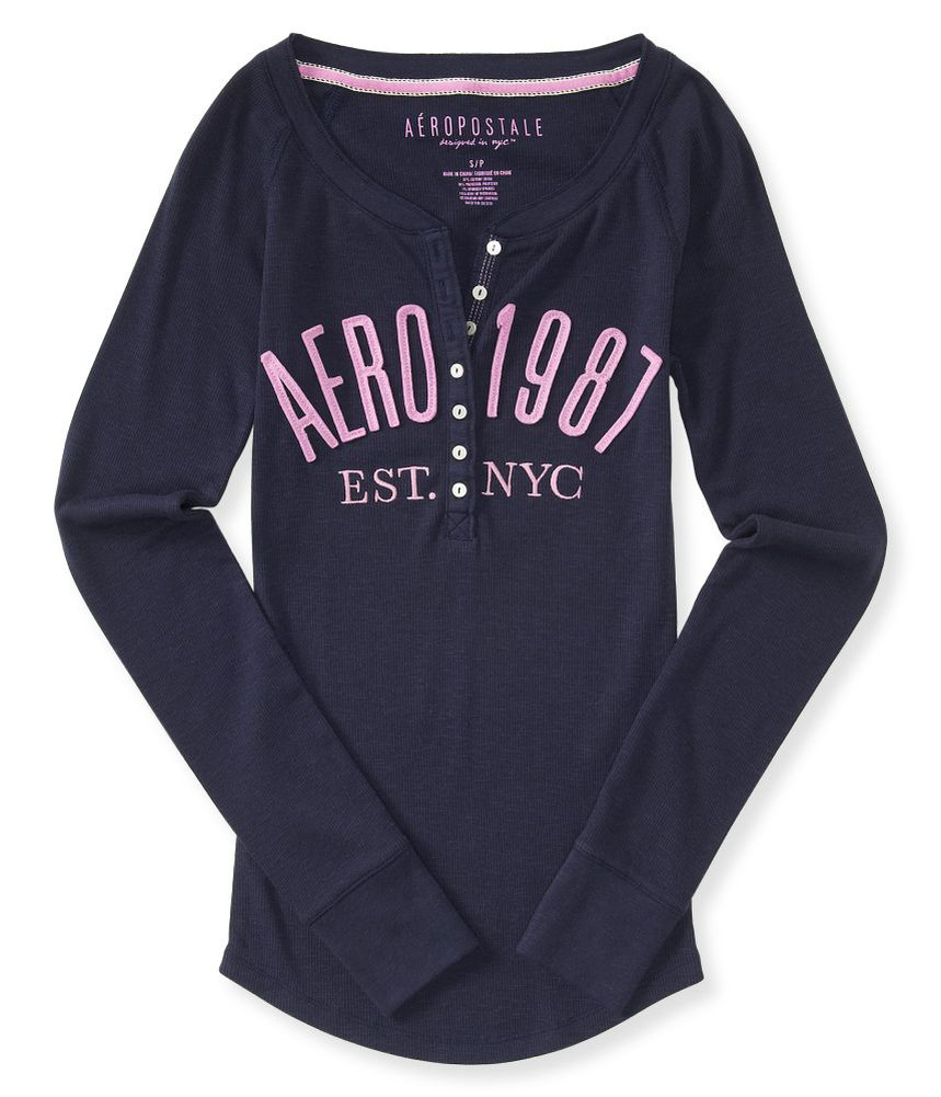 Aeropostale Womens AERO 1987 Henley Shirt eBay