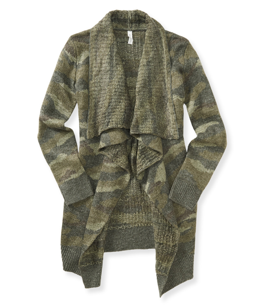 camo cardigan sweater women's