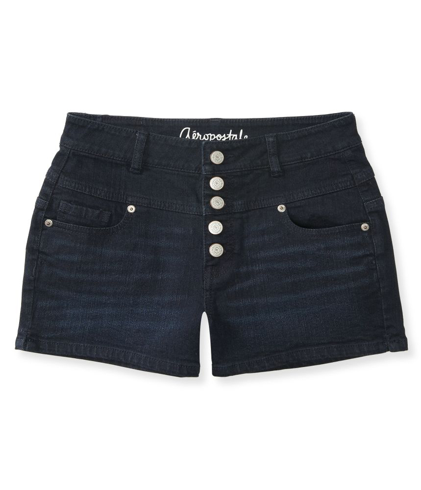 Aeropostale Womens Button Fly Shorty Casual Denim Shorts
