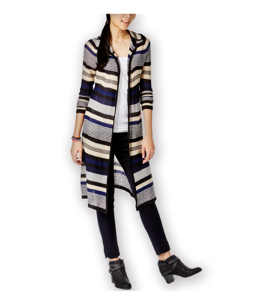 Gold Womens Striped Hooded Cardigan Sweater eBay