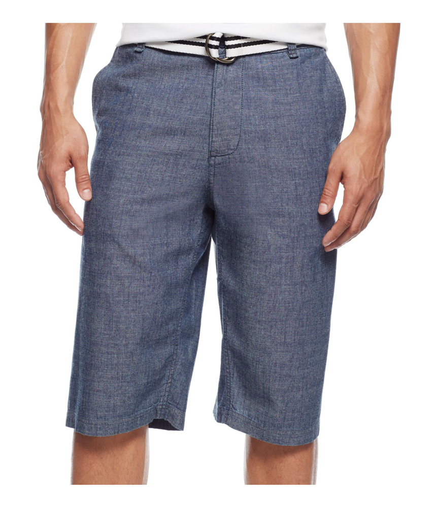 Sean John Mens Chambray Big & Tall Casual Cargo Shorts