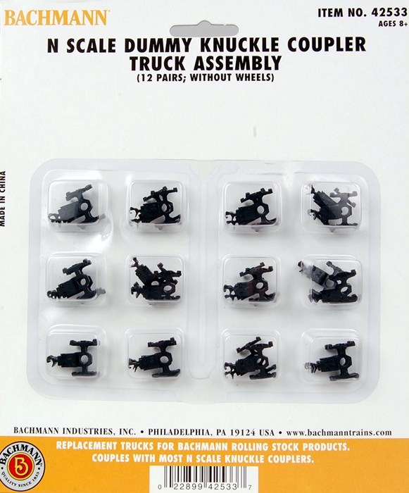 Bachmann N Scale Train Dummy Knuckle Coupler Truck Assembly 42533
