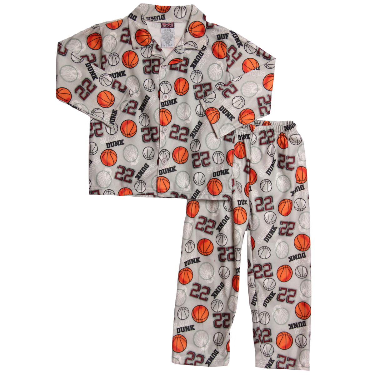 Tuff Guys Little Boys' 2 Piece Basketball Flannel Pajama Shirt Pants