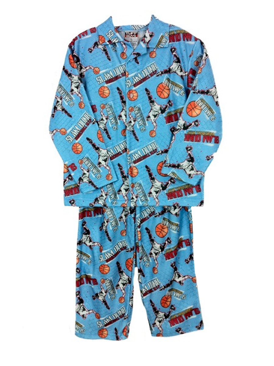 Tuff Guys Baby Boys' 2 Piece Basketball Flannel Pajama Shirt Pants Pjs