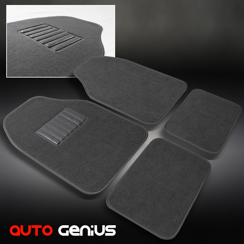 GRAY 4PCS FLOOR MATS NON SKID RUBBER CARPET ALL CAR AUTO TRUCK SUV VAN