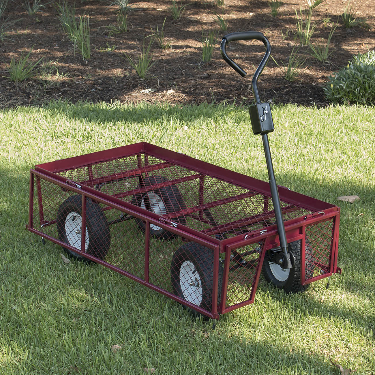 NEW Utility Garden Wagon Cart Wheelbarrow Supplies Flatbed + Sidewall