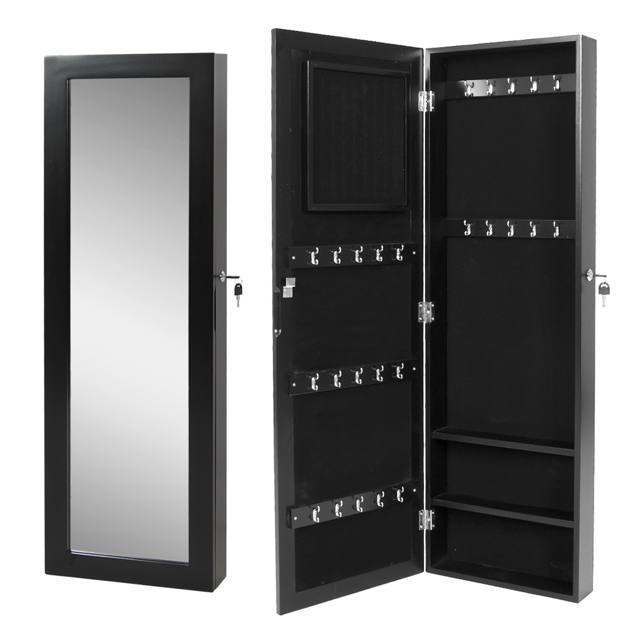 Mirrored Jewelry Armoire Wall Mount Organizer Storage Case with