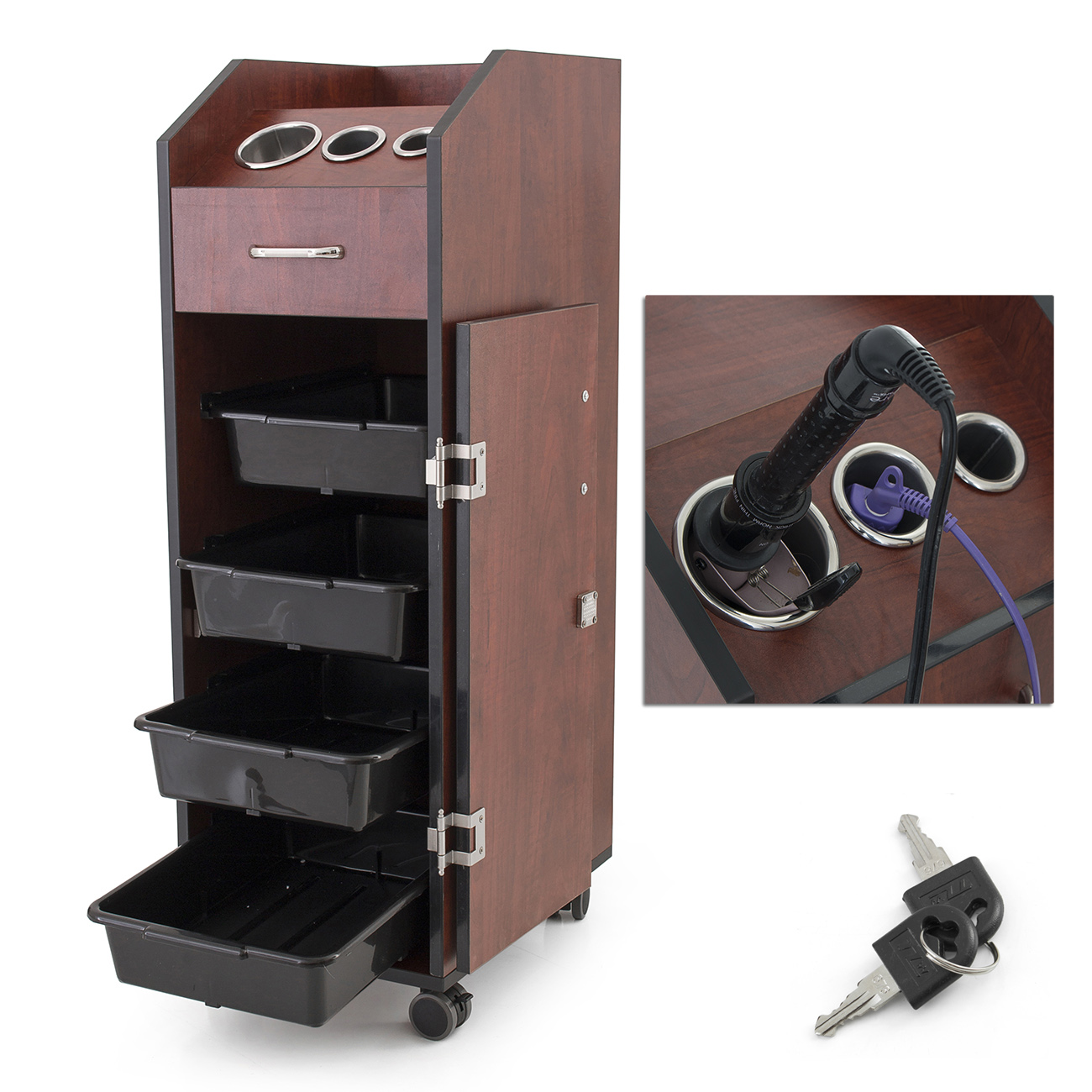 38" Locking Salon Tattoo Workstation Trolley Tool Holder Utility