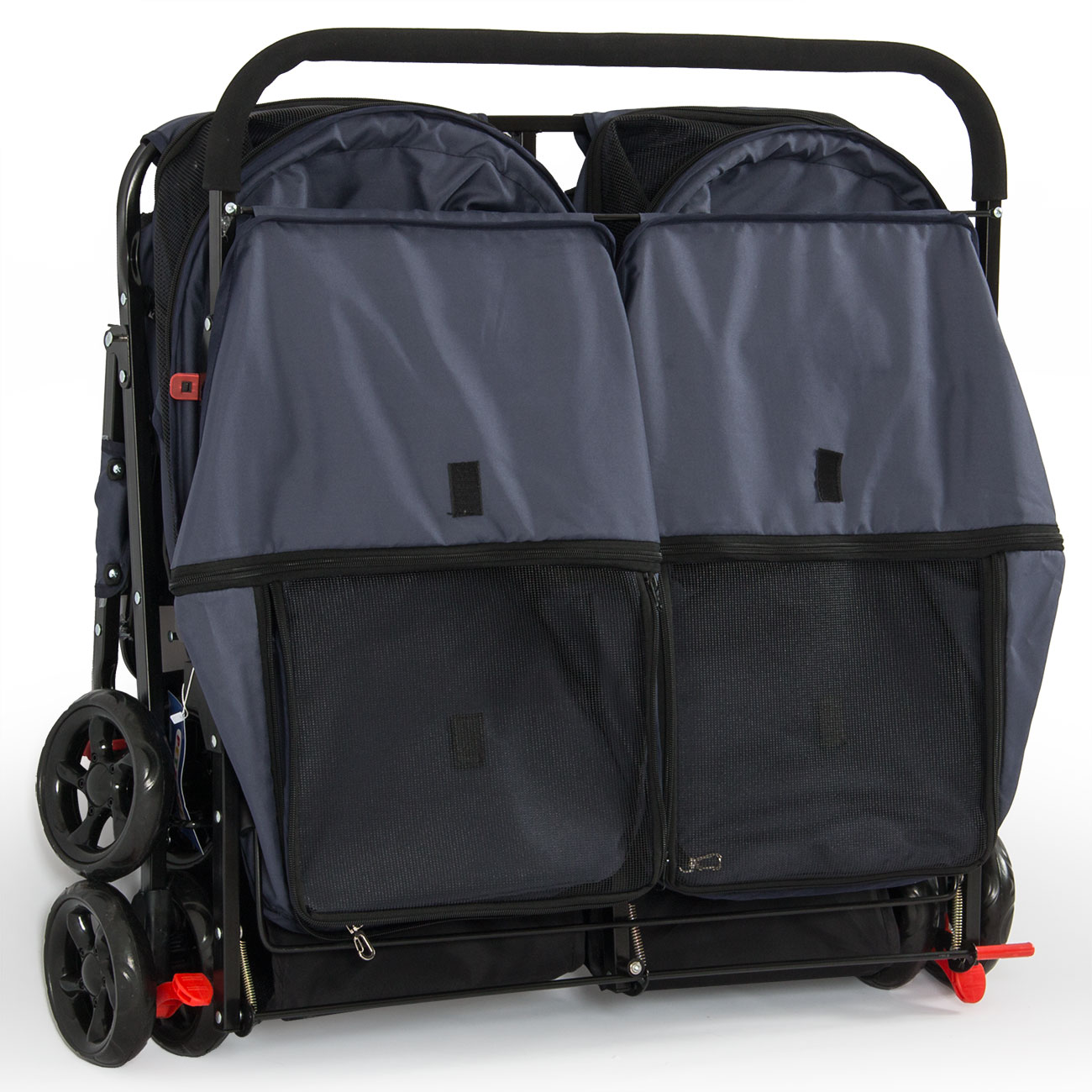 Deluxe Twin Pet Stroller SidebySide Easy Folding Carrier 4 Wheels