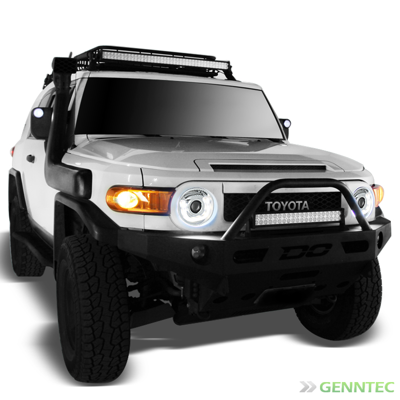 For 0714 FJ Cruiser Chrome 3DLightTubeHalo Projector Headlights