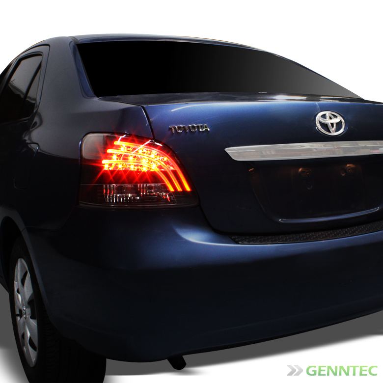 For 0711 Toyota Yaris 4 Door Sedan LED Blk Tail Lights Rear Brake Lamp Pair eBay