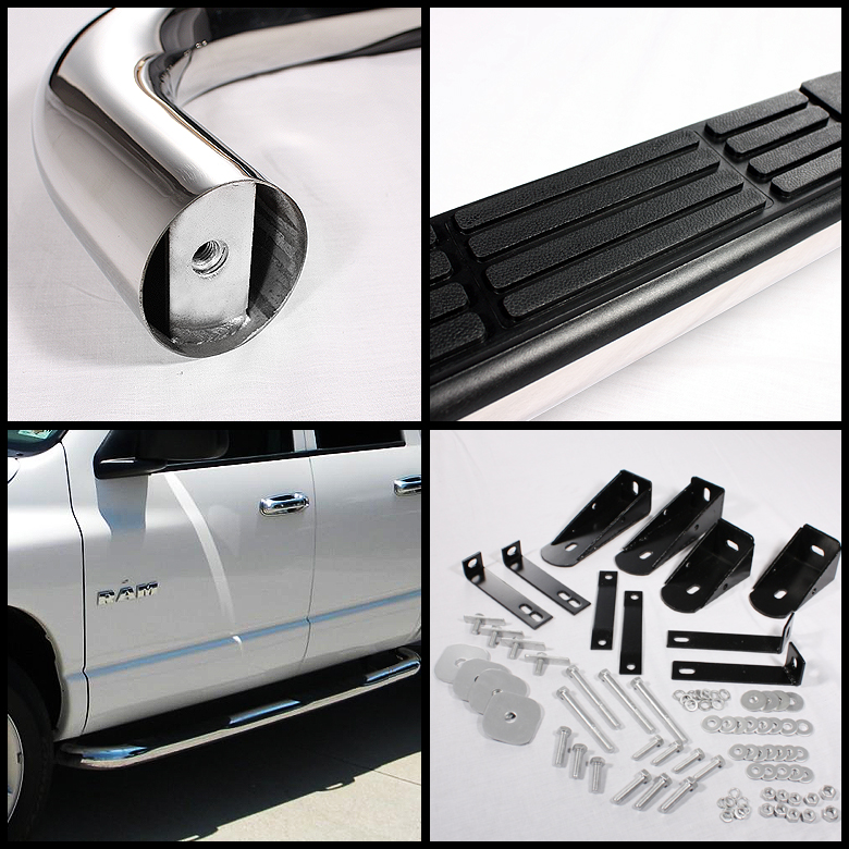 0208 Dodge Ram Quad Cab 3" Side Step Nerf Bar Running Board Polished