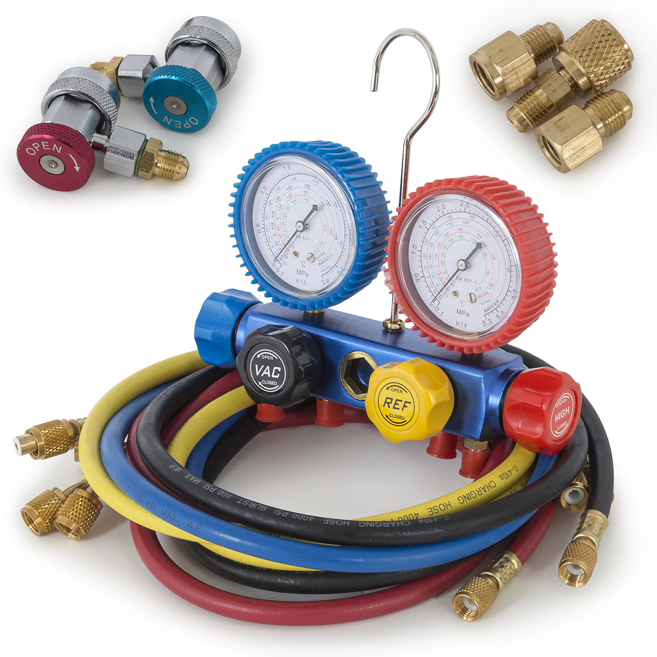 4Way AC Manifold Gauge Set R134a r134 R410A R404A R22 w/Hoses Coupler