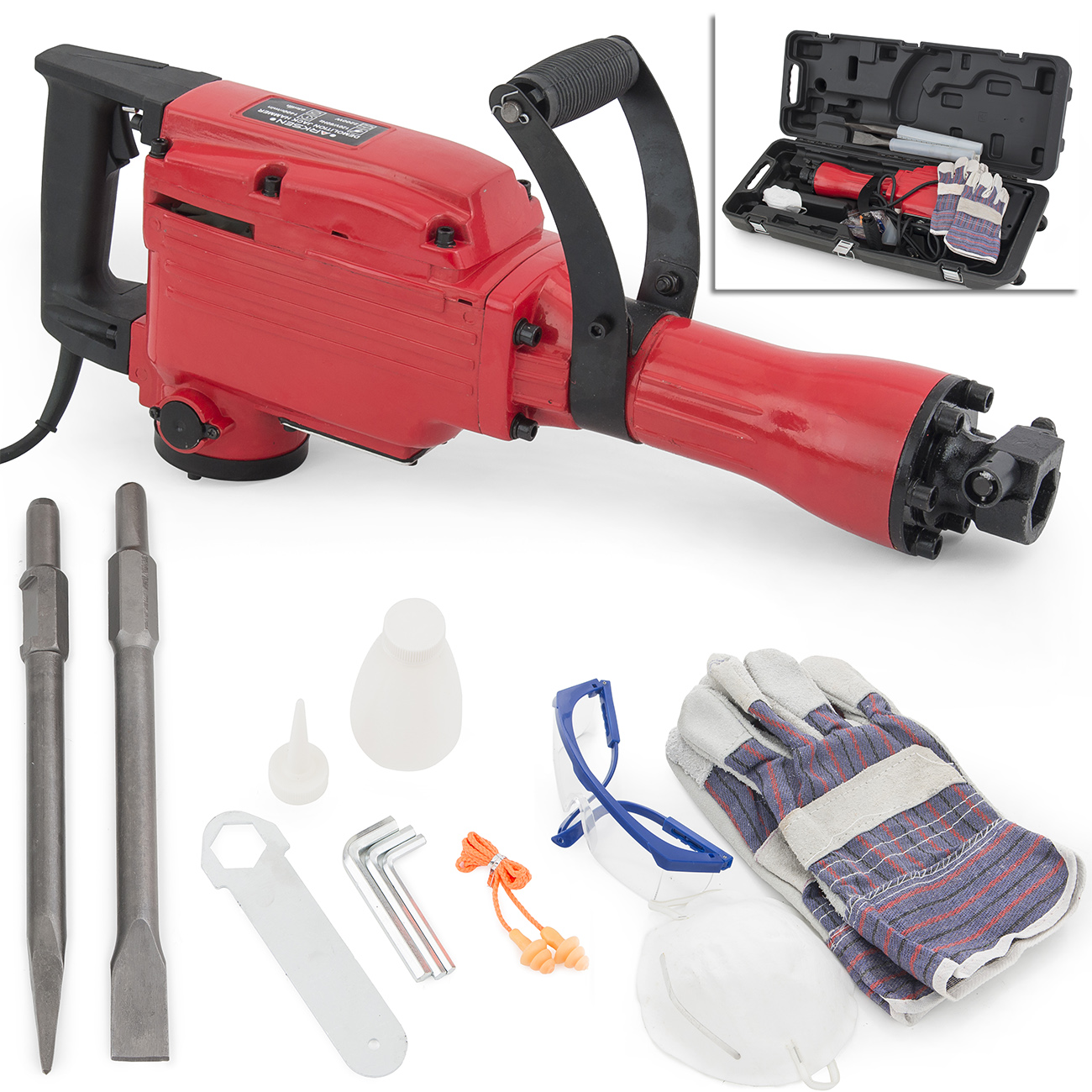 2200W Electric Demolition Jack Hammer Construction Concrete Breaker