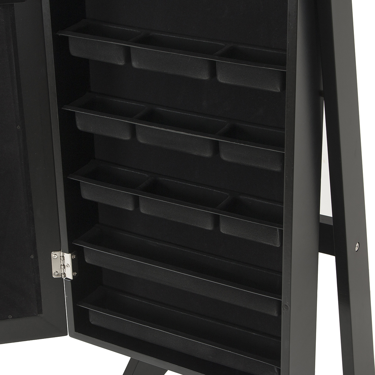 Mirrored Jewelry Mirror Organizer Armoire Storage Box Stand