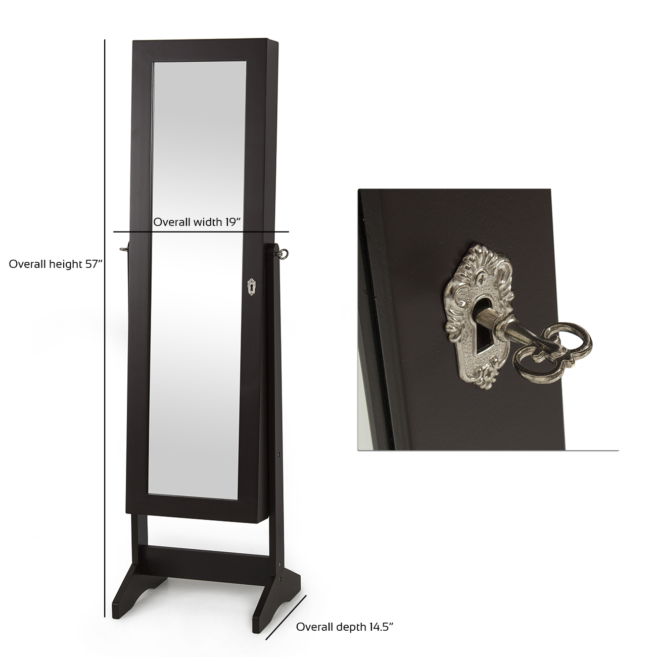 Mirrored Jewelry Mirror Organizer Armoire Storage Box Stand