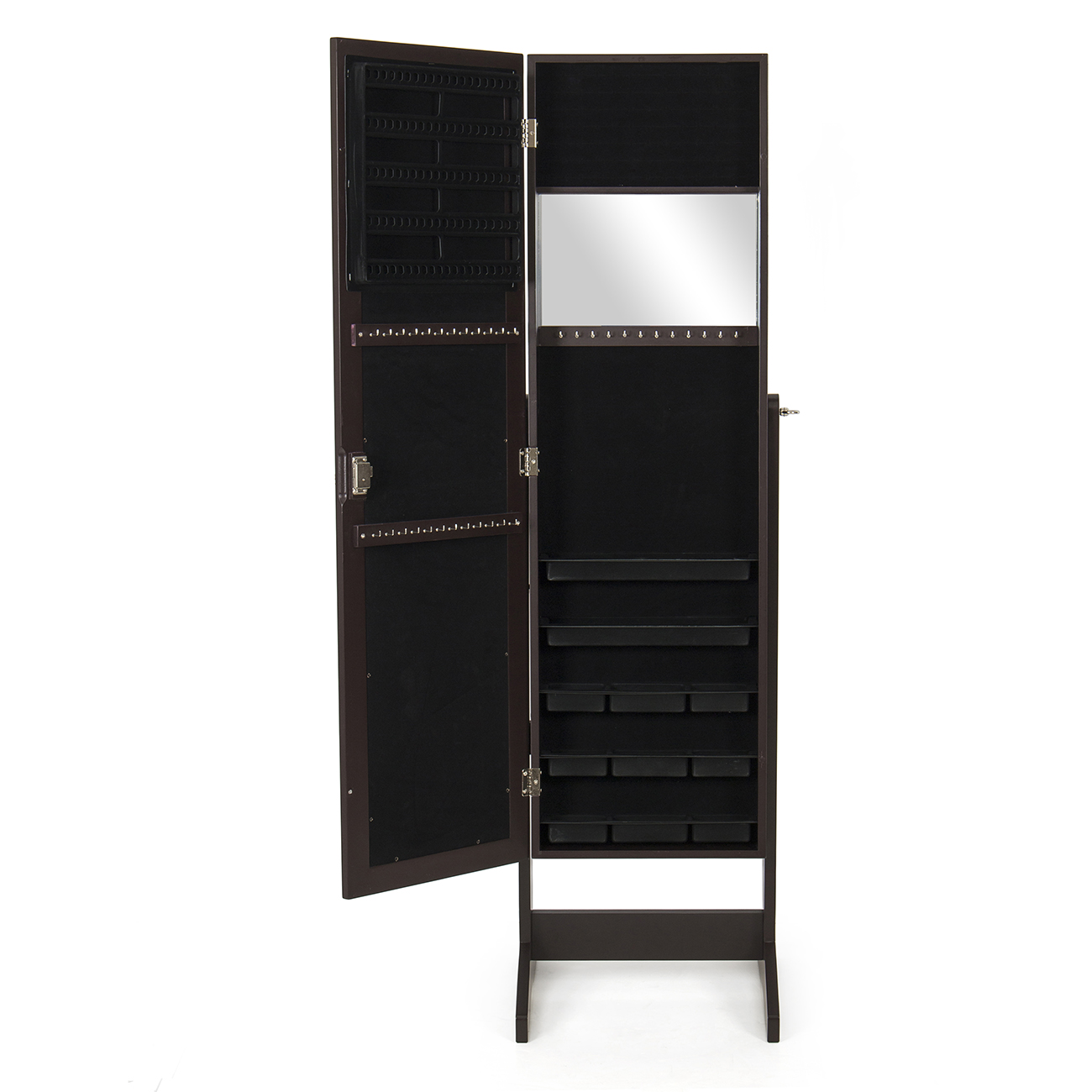 Mirrored Jewelry Mirror Organizer Armoire Storage Box Stand