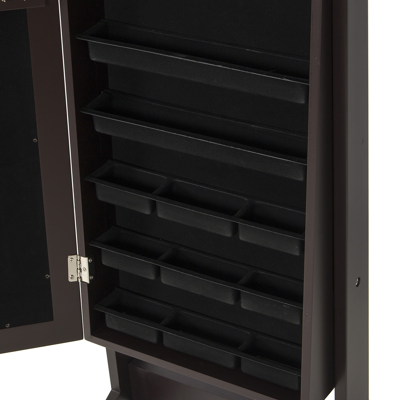 Mirrored Jewelry Mirror Organizer Armoire Storage Box Stand