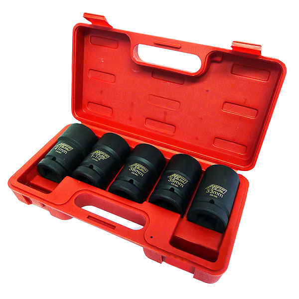 1" Drive 5 Pcs Budd Wheel Socket Set W/ Case Truck Service Repair Tools