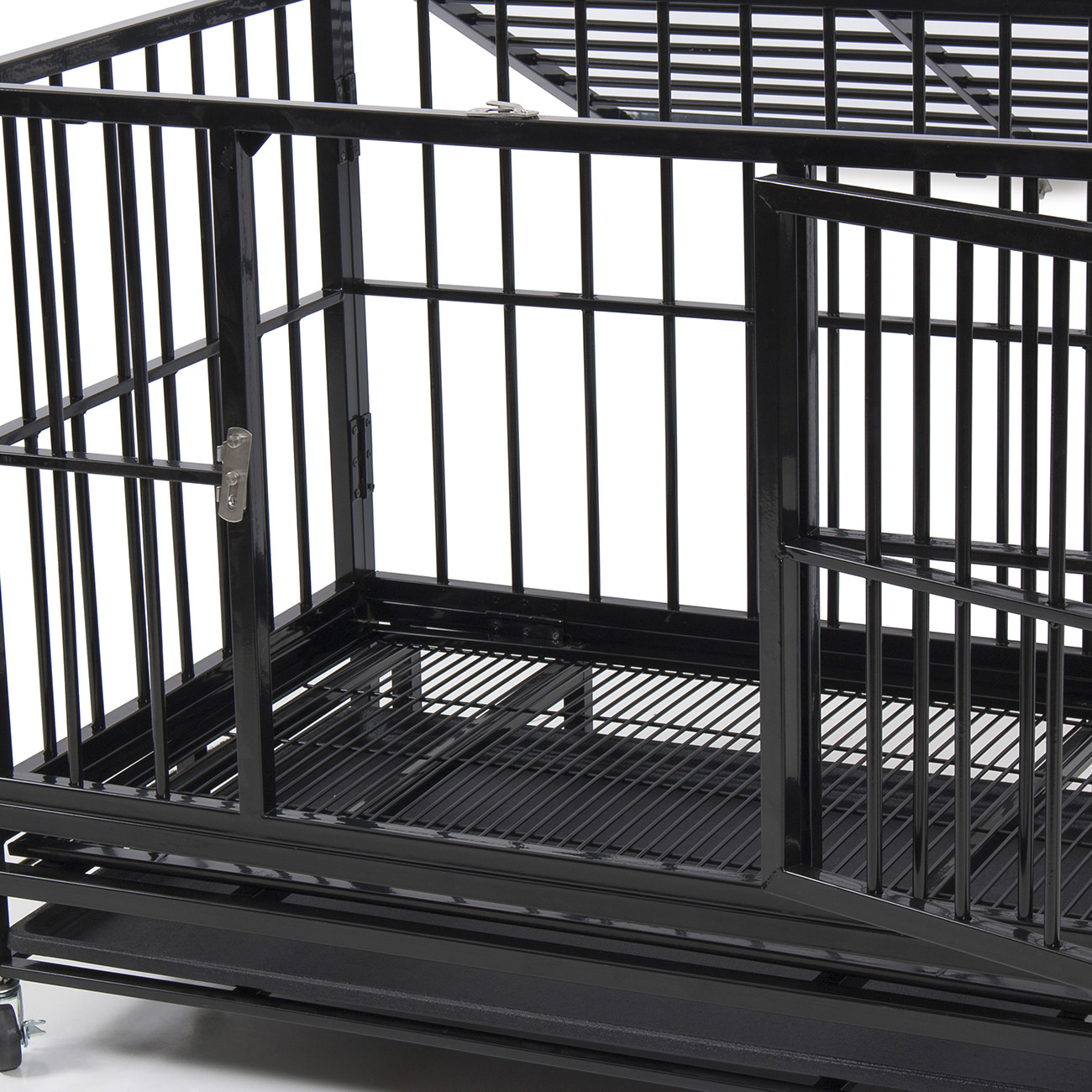 New 36" Heavy Duty Dog Pet Animal Crate Cage Kennel with Wheels Black