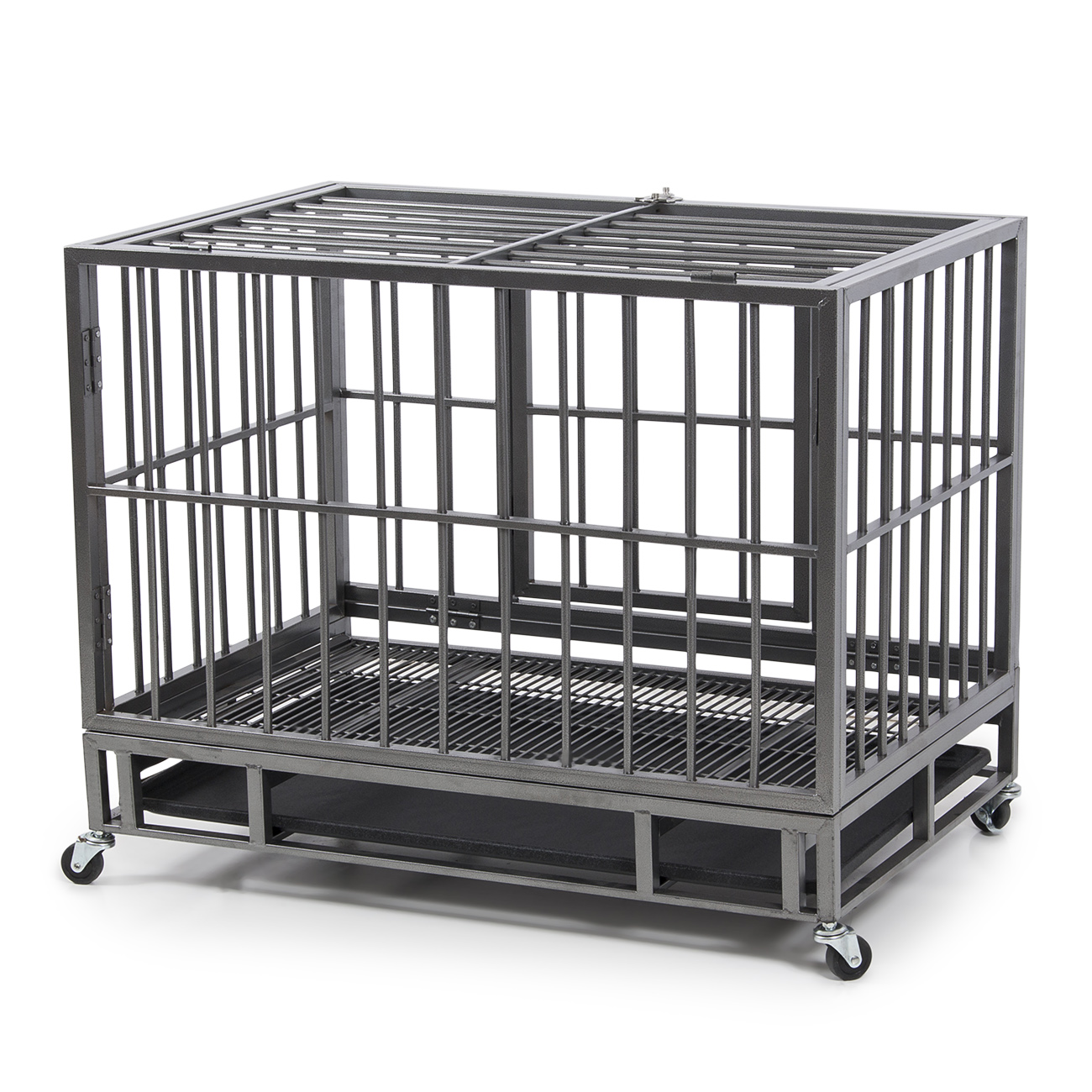 New 36" Heavy Duty Dog Pet Animal Crate Cage Kennel with Wheels Black