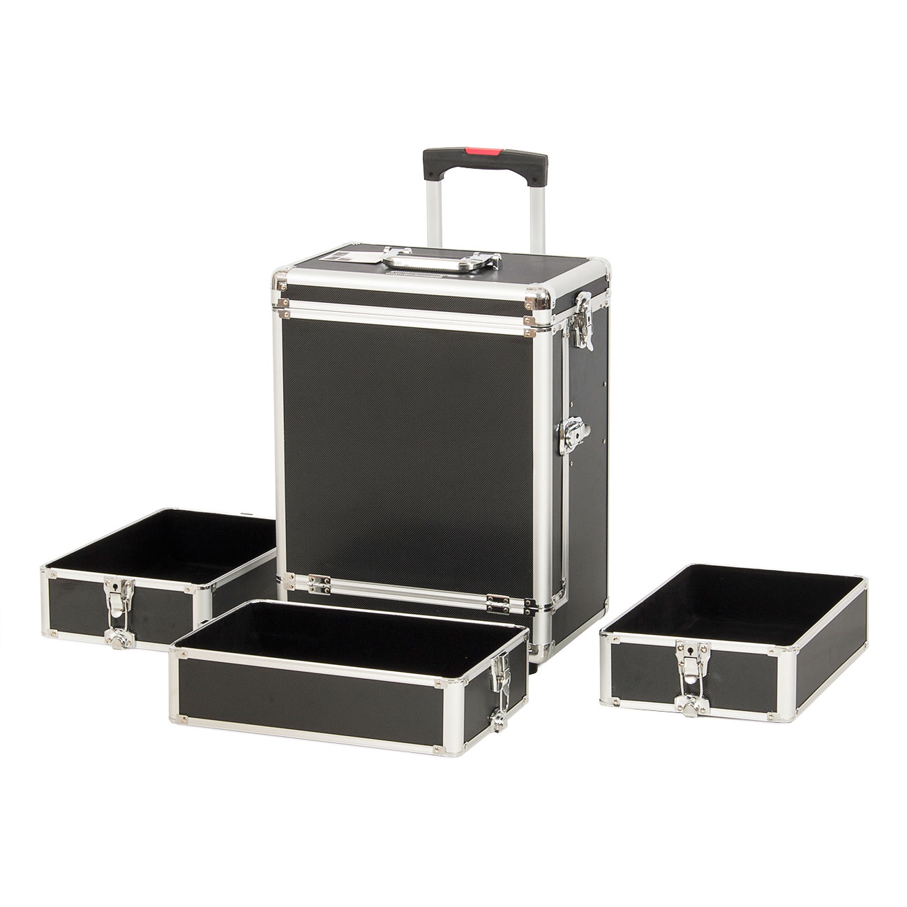 4 in1 Aluminum Rolling Makeup Train Case Wheel Cosmetic Box Drawer