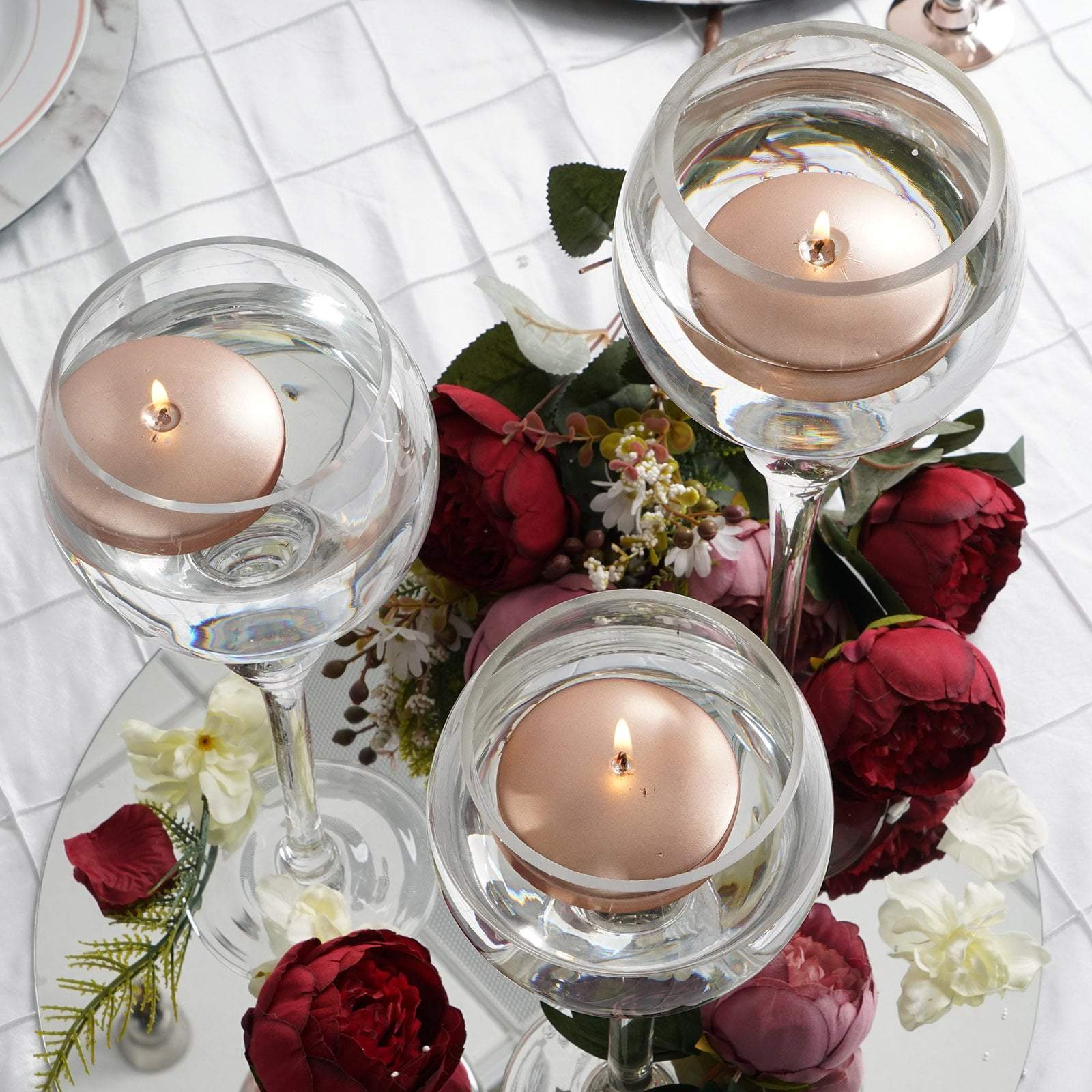 3-Inch wide Wedding Unscented Discs Round Floating Candles Centerpieces Sale